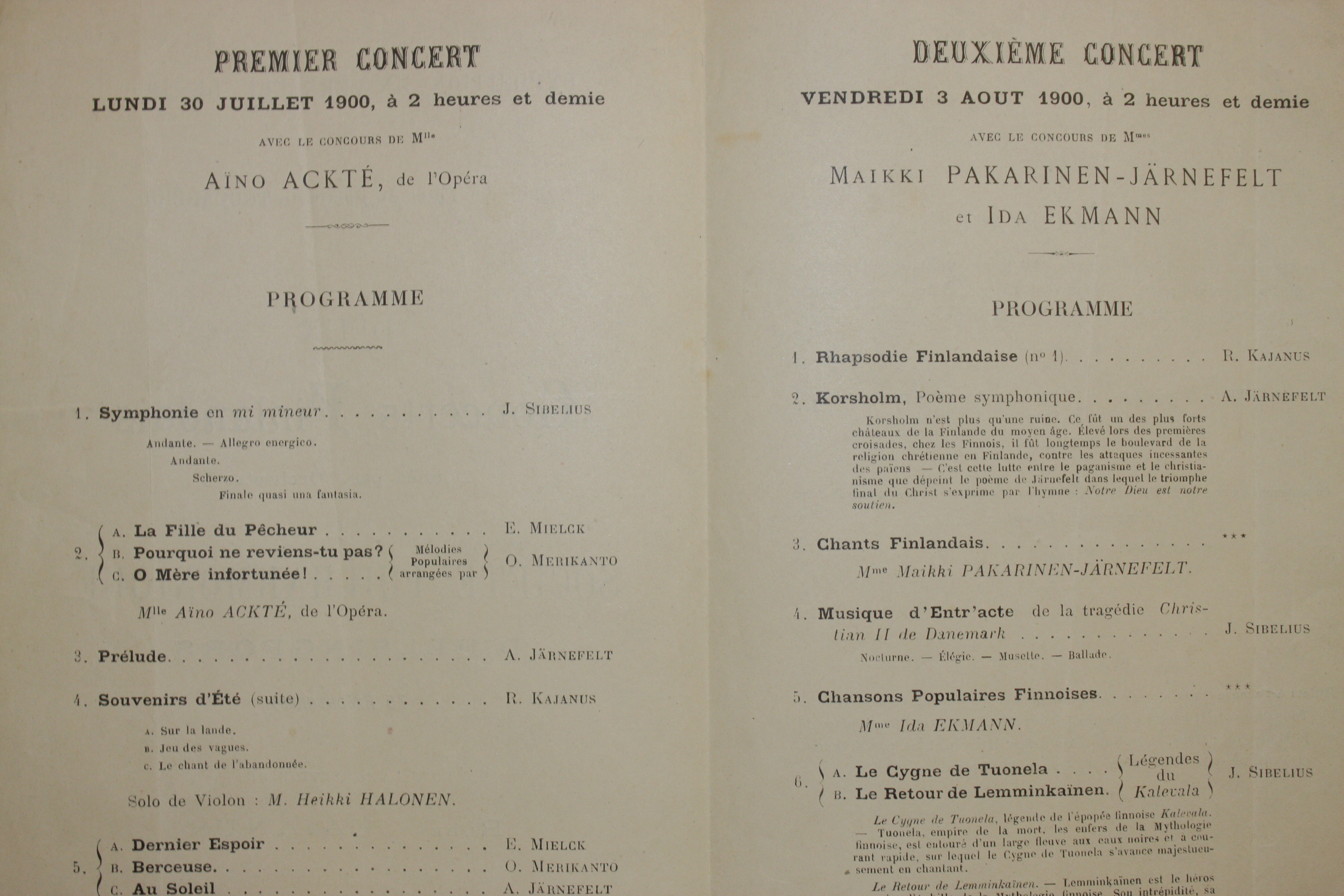 Pariisin konserttiohjelma