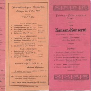 Vanhoja käsiohjelmakortteja